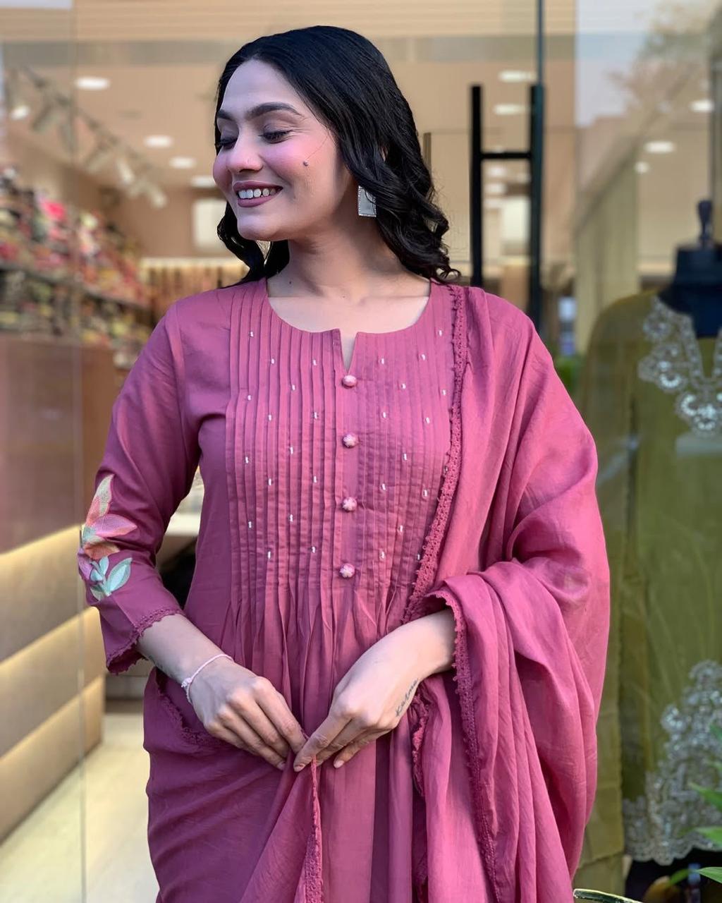 Rosewood Flared Kurta with Delicate Front Detailing