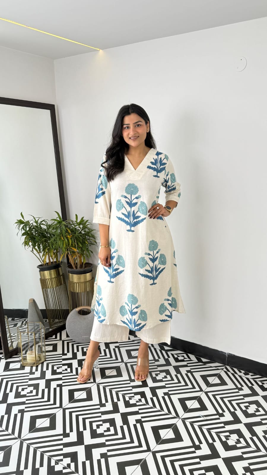 Blue Handblock Kurta Set