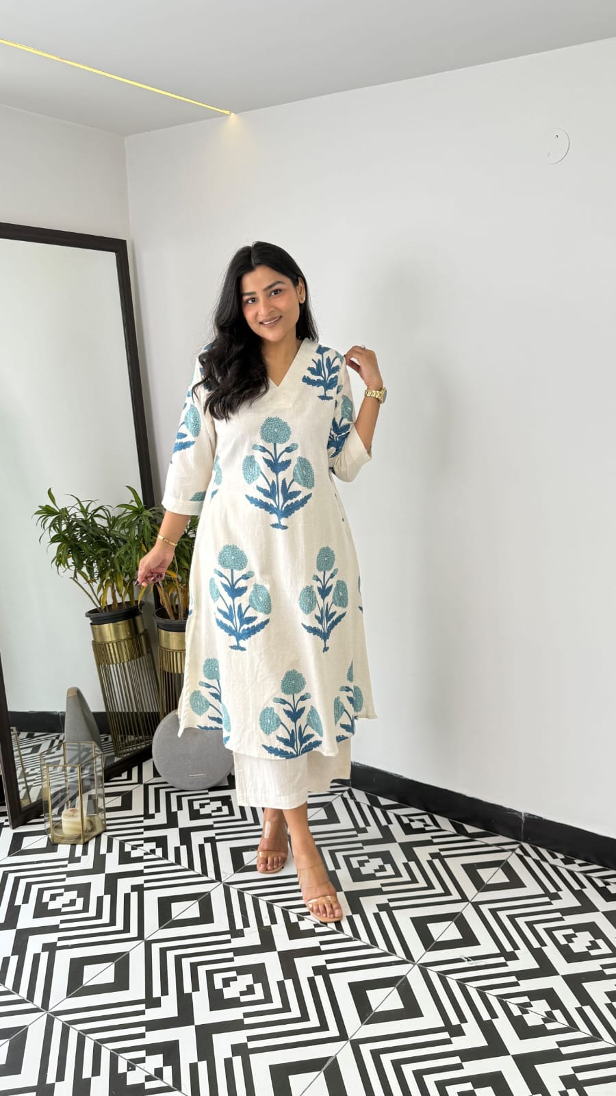 Blue Handblock Kurta Set