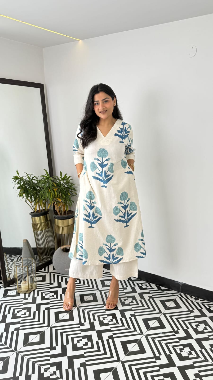 Blue Handblock Kurta Set