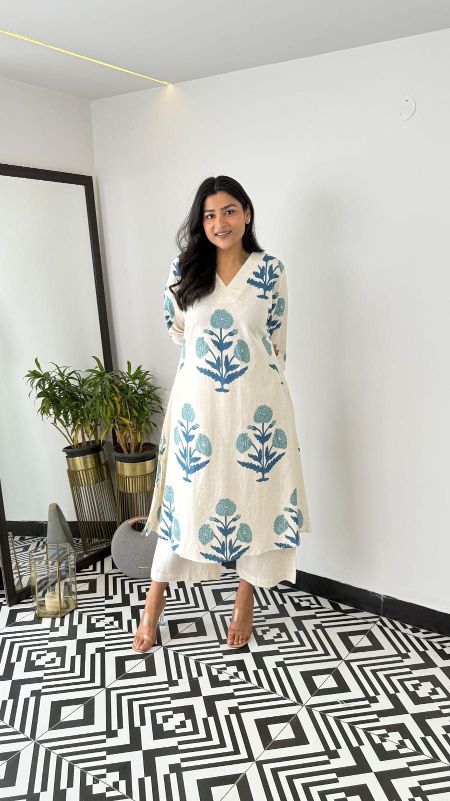Blue Handblock Kurta Set