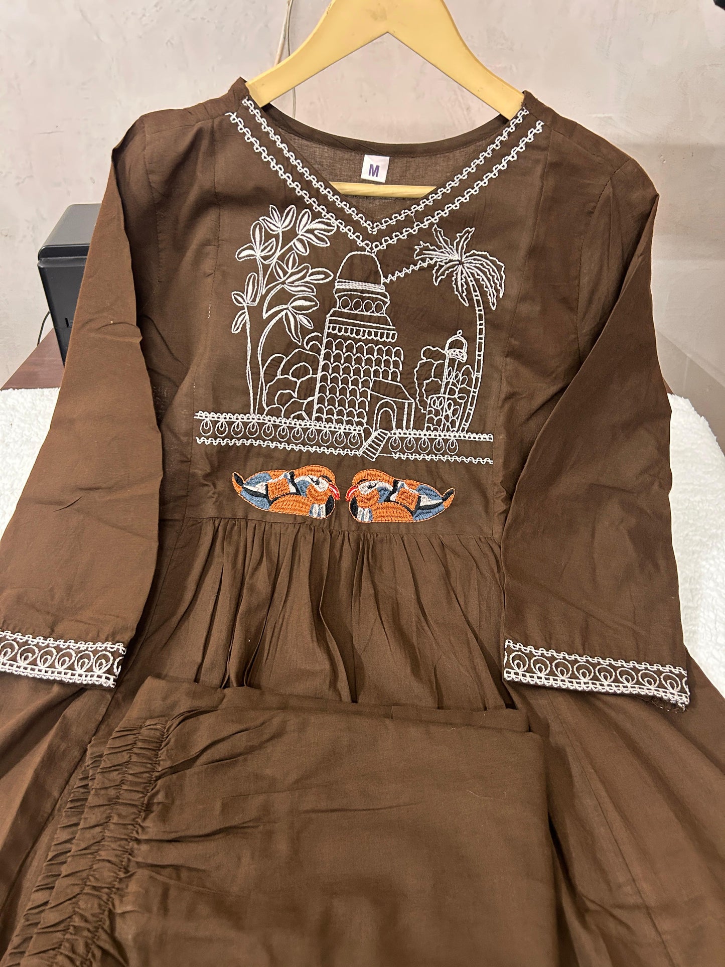 Embroidered Office Wear Kurta Pant Set with Pocket