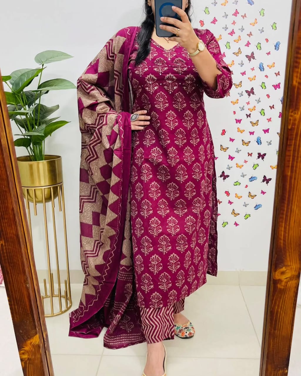Magenta Premium Rich Azrak Cotton Suit