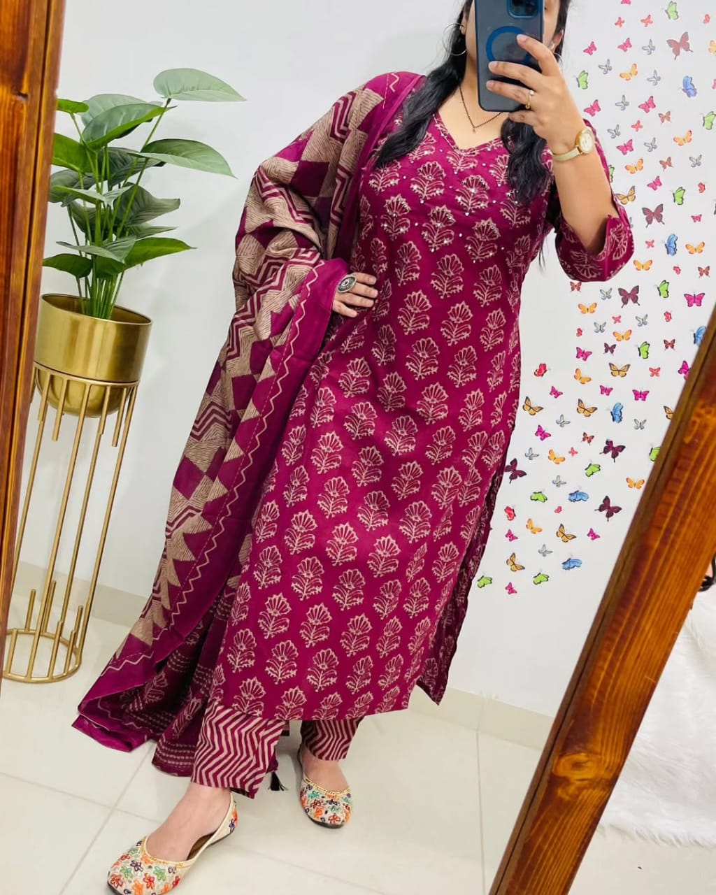 Magenta Premium Rich Azrak Cotton Suit