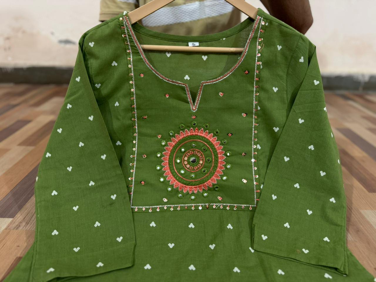 Graceful Green Cotton Embroidered Suit Set with Dupatta