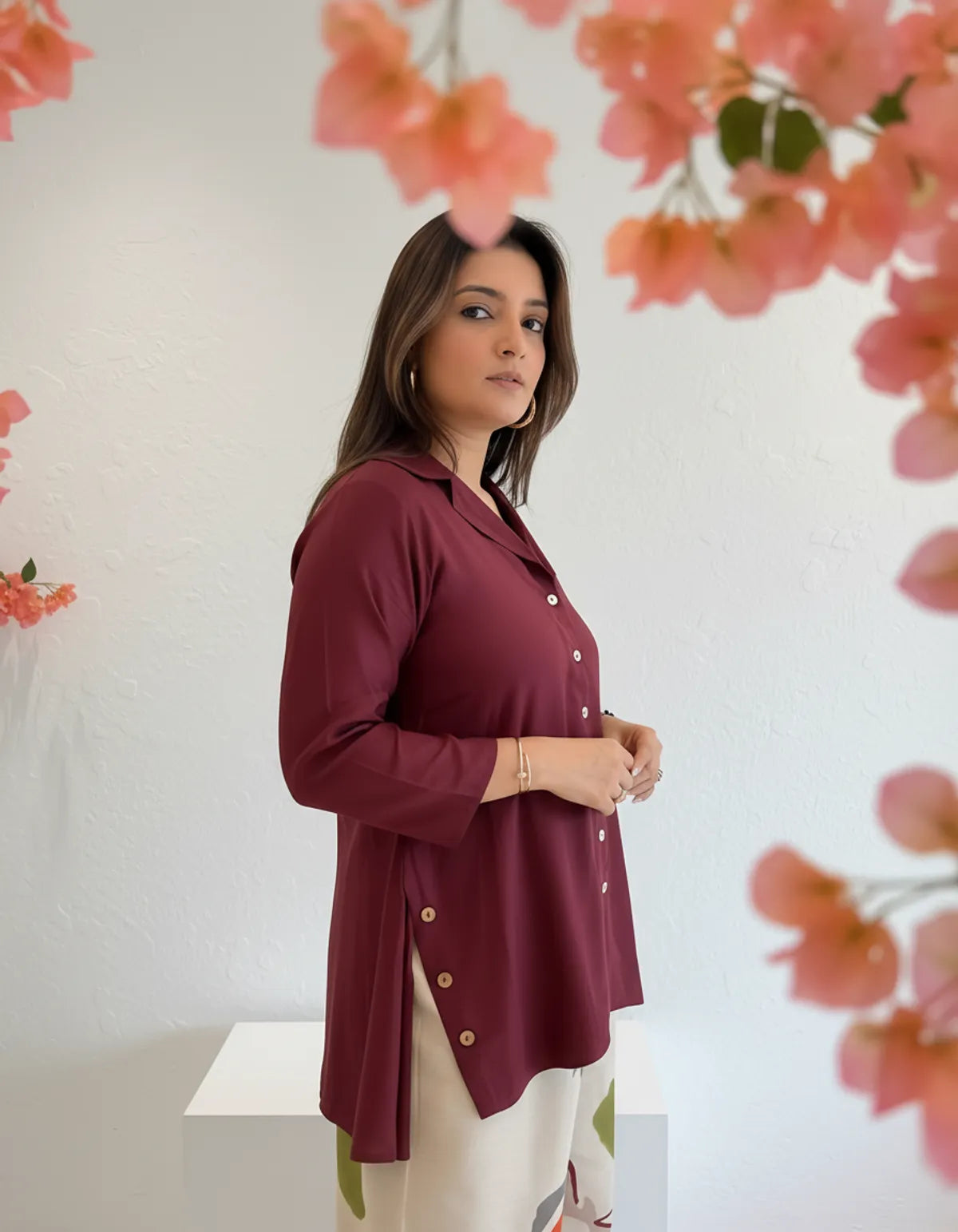 Priyas-burgandy-Top-with-Printed-stylish-pants