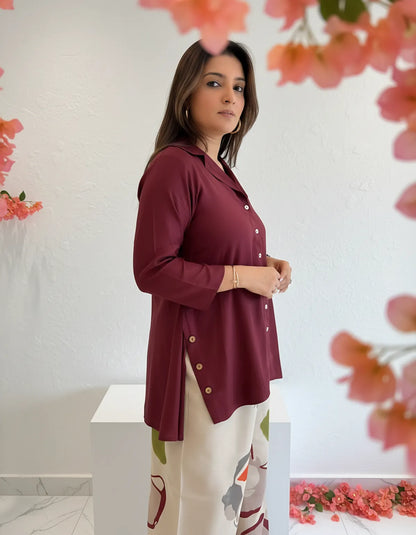 Priyas-burgandy-Top-with-Printed-stylish-pants