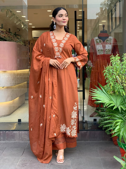 Gazal Premium Cotton Embroidered Pant Set