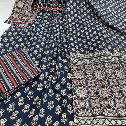 Elegant Hand-Block Printed Pure Cotton Suit Set with Dupatta