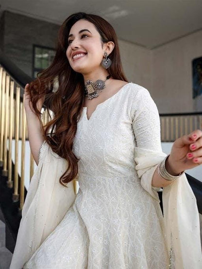 Ivory Elegance Chikankari Anarkali