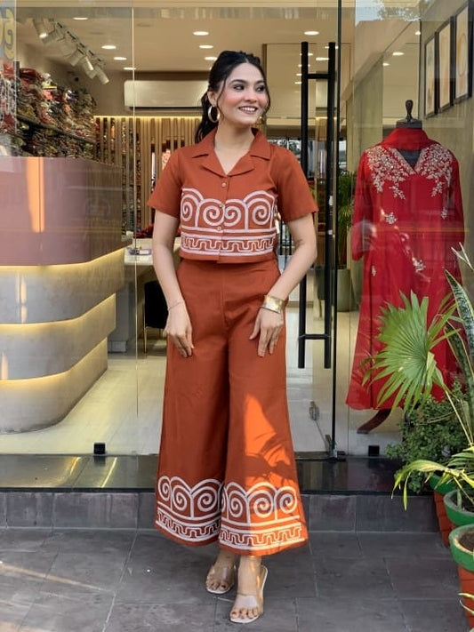 Women'S Beautiful Stylish Embroidered Cotton Cord Set