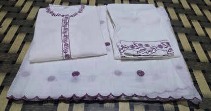 Elegant Off-White and Lavender Embroidered Lawn Suit