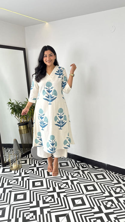 Blue Handblock Kurta Set