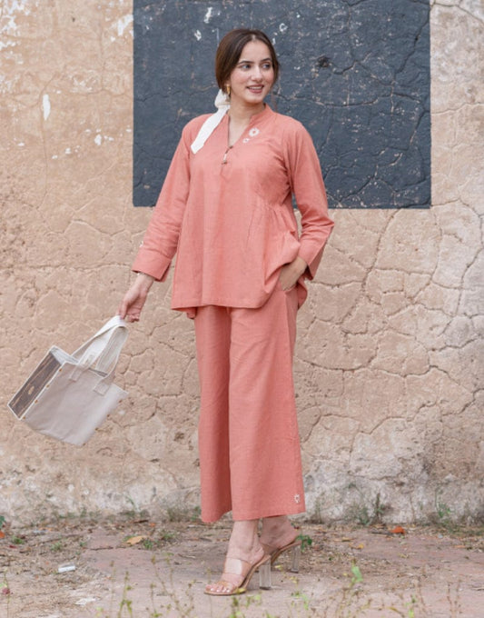 Effortless Elegance in Coral Co-Ord Set