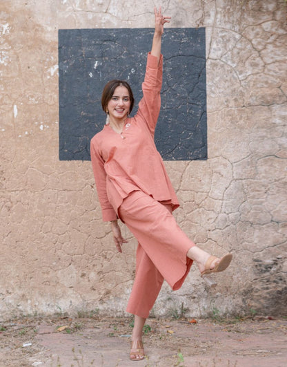 Effortless Elegance in Coral Co-Ord Set