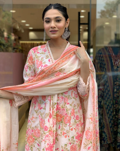 Embroidered Anarkali Style 3-Piece Set