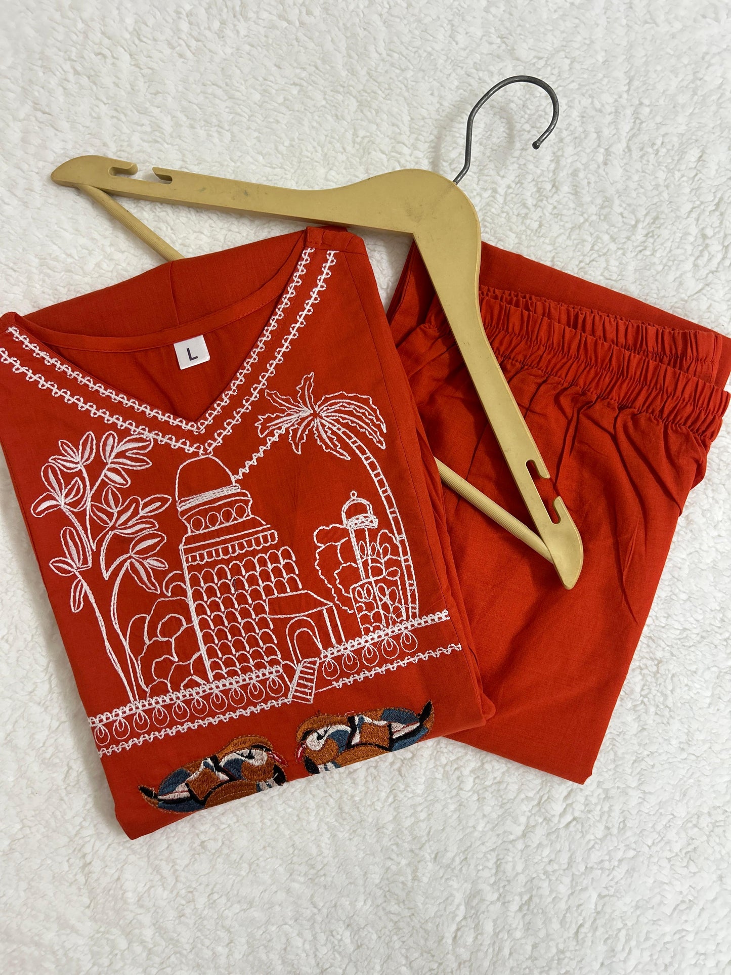 Embroidered Office Wear Kurta Pant Set with Pocket