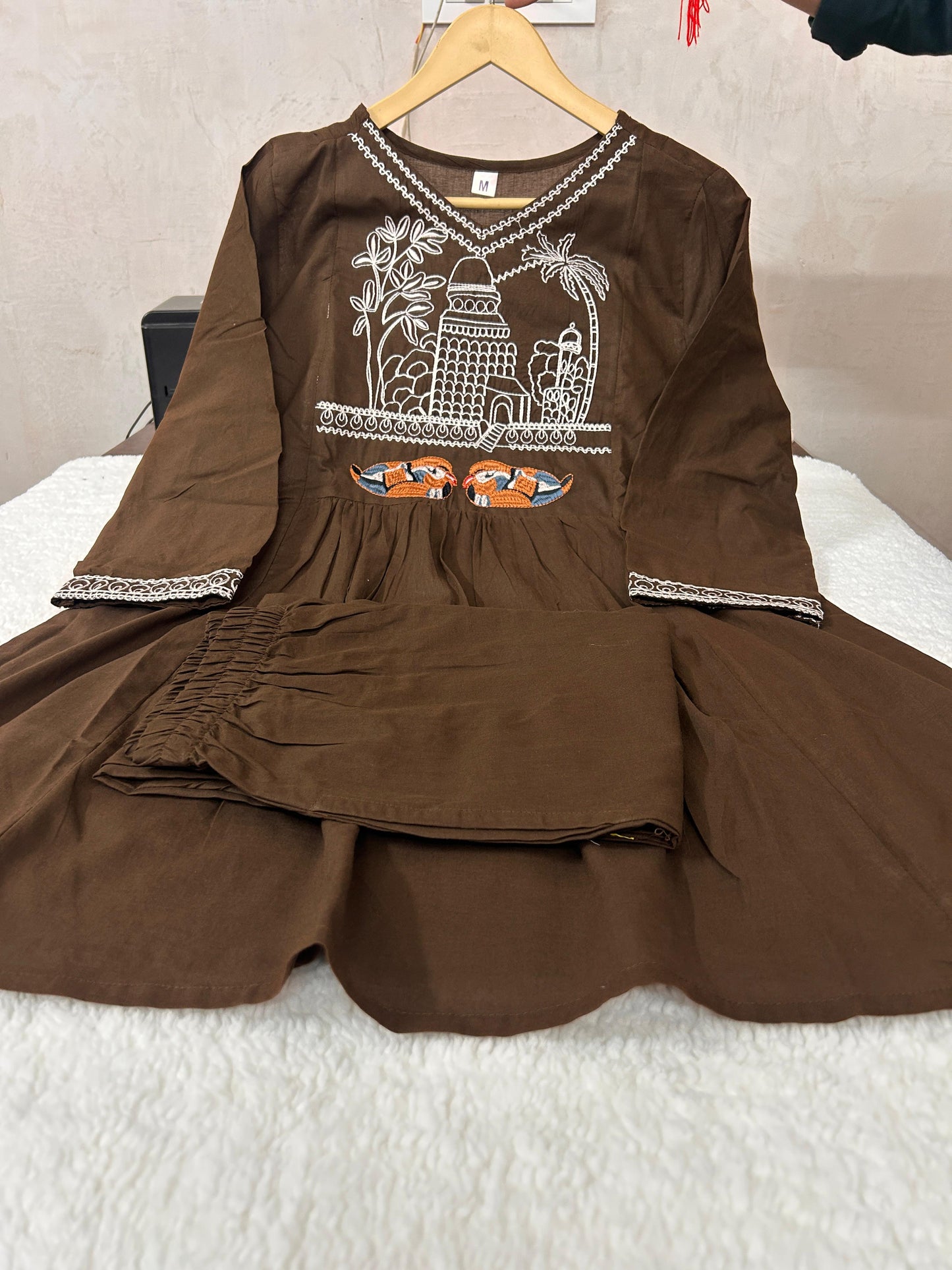 Embroidered Office Wear Kurta Pant Set with Pocket