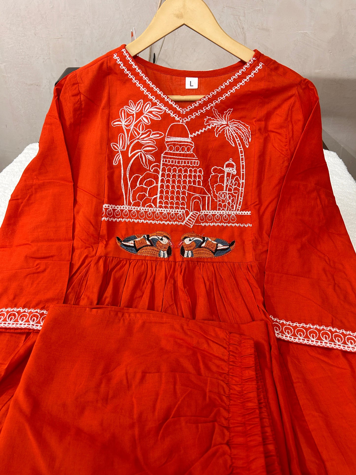 Embroidered Office Wear Kurta Pant Set with Pocket