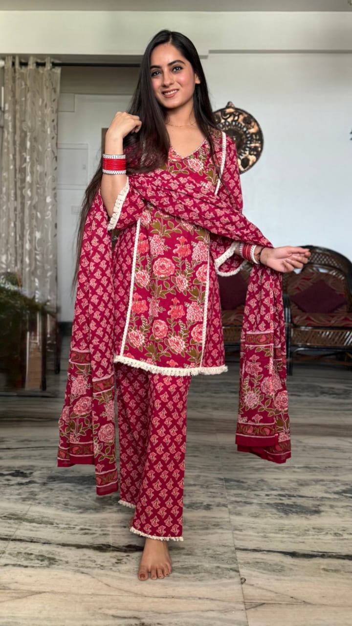Sneha Maroon Lace A-line Suit