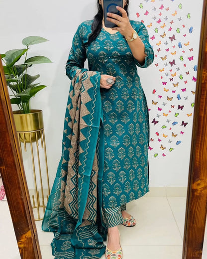 Blue Premium Rich Azrak Cotton Suit