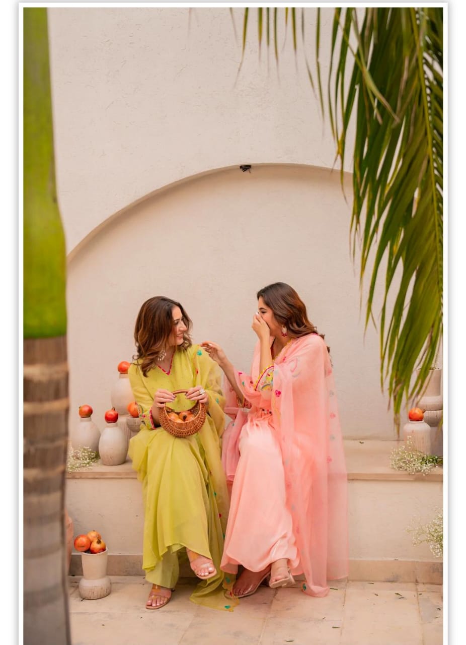 Lemon Glow Embroidered Anarkali Set