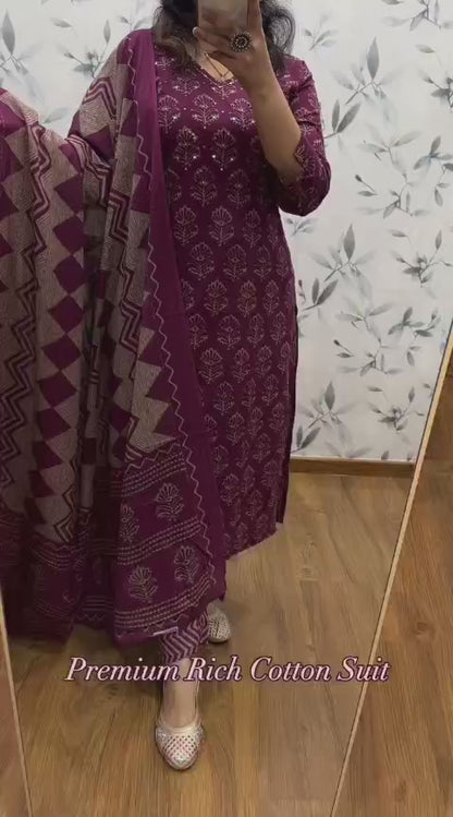 Magenta Premium Rich Azrak Cotton Suit