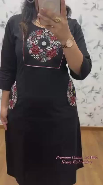 Maroon Embroidered Straight Kurta Set with Pants for Women