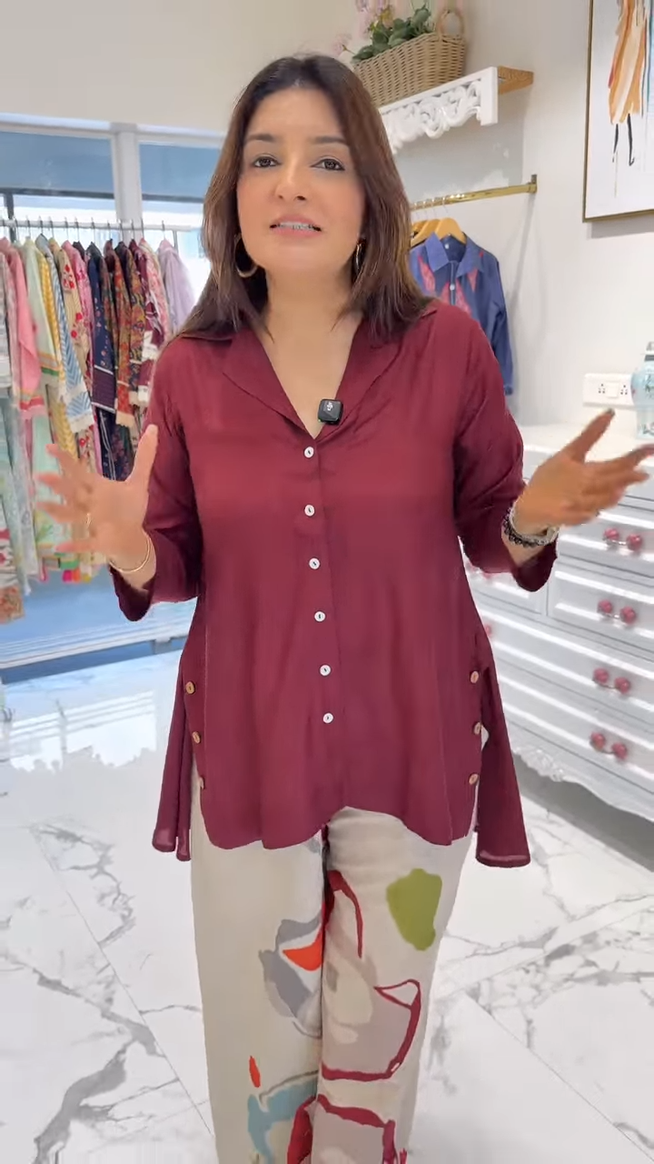 Priyas-burgandy-Top-with-Printed-stylish-pants